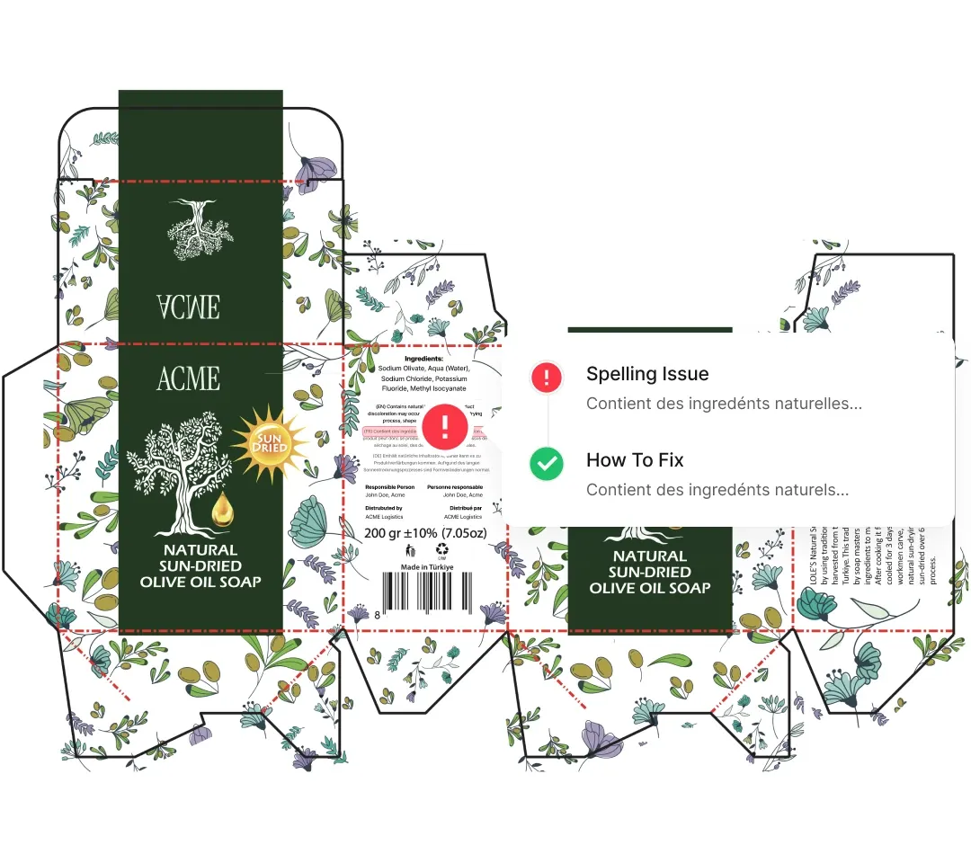 A screenshot of AI detecting a language issue (works across multiple languages)